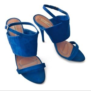 FAUX SUEDE HIGH HEEL SLINGBACK SANDALS